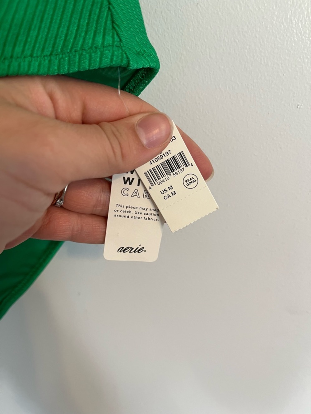 aerie Bright Green shiny Ribbed strappy One-Piece Swimsuit women’s medium NWT - Picture 5 of 7